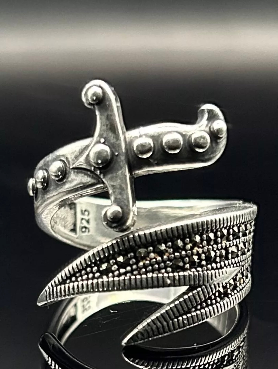 Zülfikar Schwert Herrenring aus 925 Sterling Silber | Hz. Ali Dhulfaqar Ring mit Mikrosteinen