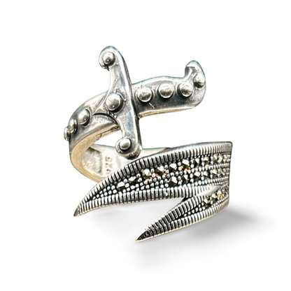 Zülfikar Schwert Herrenring aus 925 Sterling Silber | Hz. Ali Dhulfaqar Ring mit Mikrosteinen