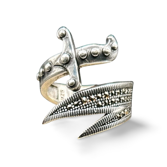 Zülfikar Schwert Herrenring aus 925 Sterling Silber | Hz. Ali Dhulfaqar Ring mit Mikrosteinen