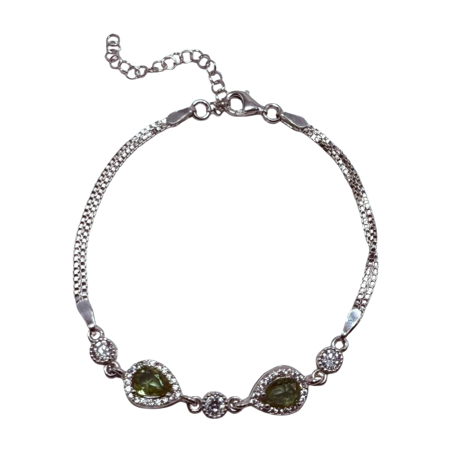 Zultanit Tropfen Armband Damen 925 Sterling Silber & Zirkonia – verstellbarer Daoppel Armkette