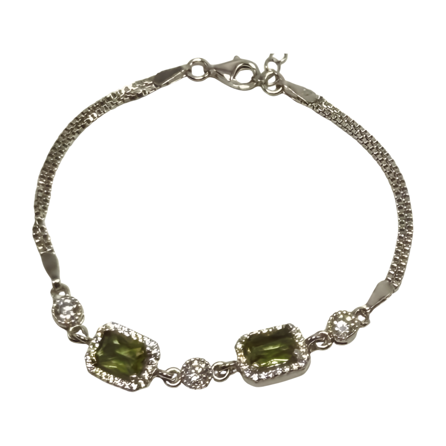 Zultanit Baguette Armband Damen 925 Sterling Silber & Zirkonia – verstellbarer Daoppel Armkette