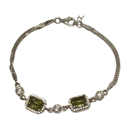 Zultanit Baguette Armband Damen 925 Sterling Silber & Zirkonia – verstellbarer Daoppel Armkette