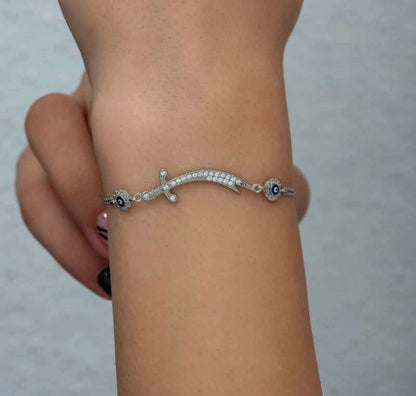 Zülfikar Nazar Armband Damen 925 Sterling Silber – Blaue Nazar Auge