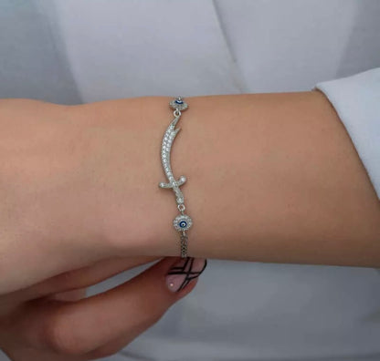 Zülfikar Nazar Armband Damen 925 Sterling Silber – Blaue Nazar Auge
