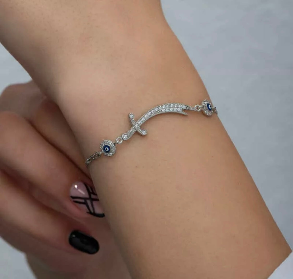 Zülfikar Nazar Armband Damen 925 Sterling Silber – Blaue Nazar Auge