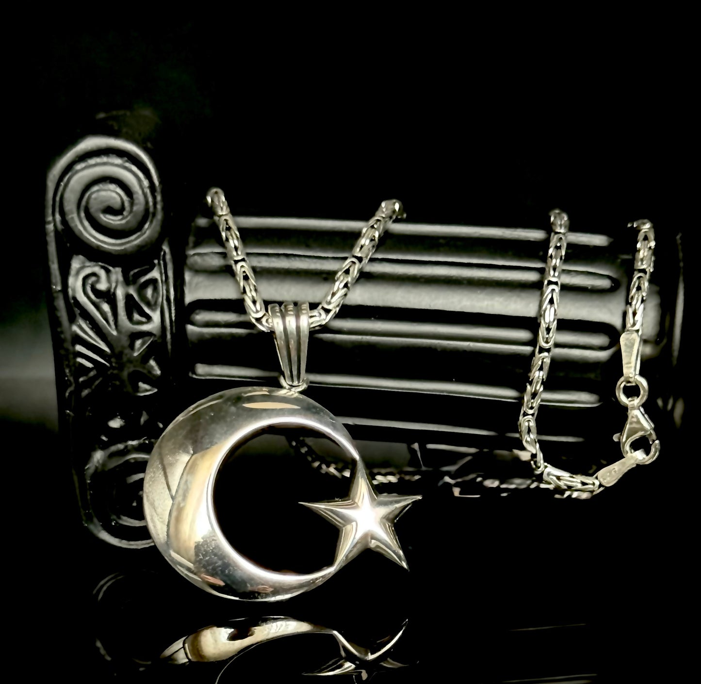 AY YILDIZ Anhänger mit Königskette – 925 Sterling Silber  Halbmond Stern Halskette