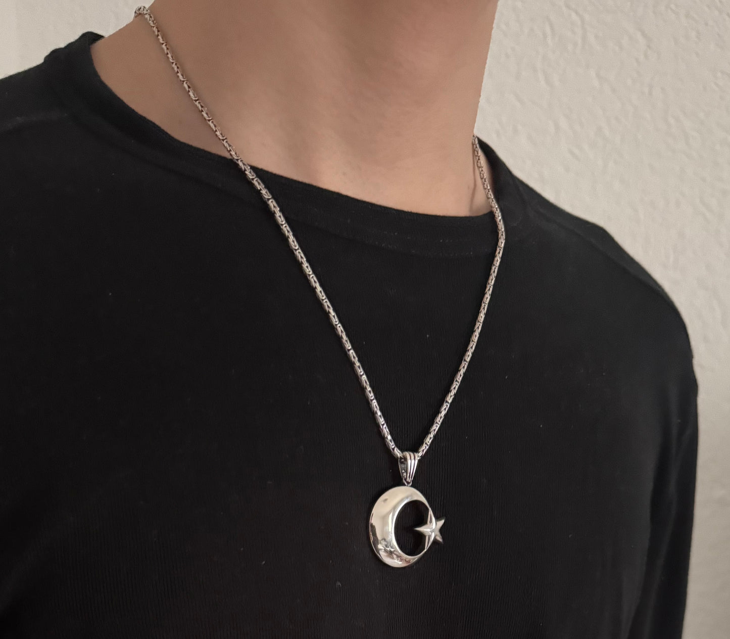 AY YILDIZ Anhänger mit Königskette – 925 Sterling Silber  Halbmond Stern Halskette