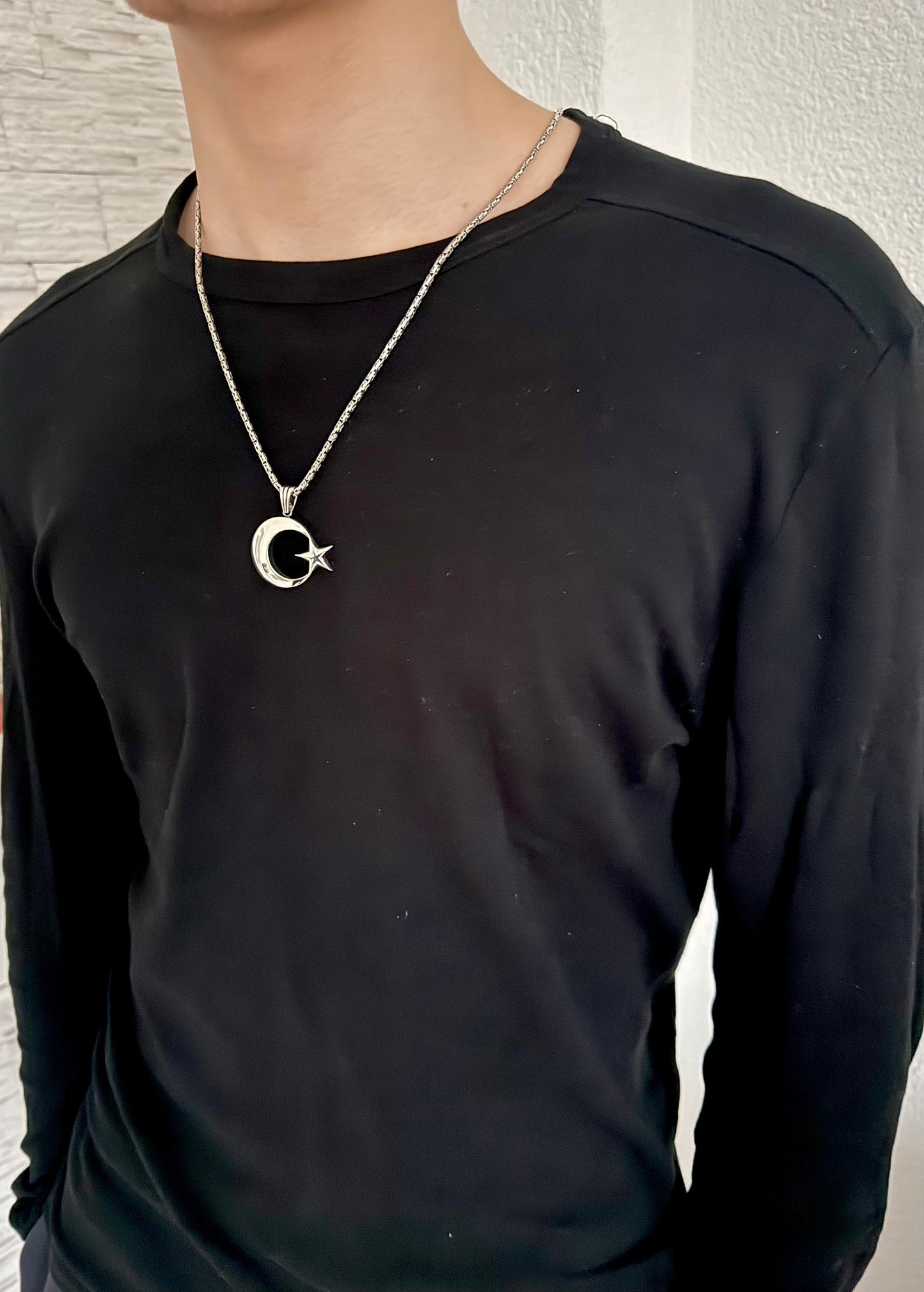 AY YILDIZ Anhänger mit Königskette – 925 Sterling Silber  Halbmond Stern Halskette