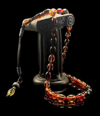 Bernstein gepresst Gebetskette - 1000er Silber Kazaz Quaste