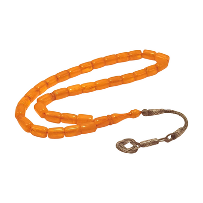 925er Silber & gepresste Bernstein Gebetskette - Kazaz Quaste