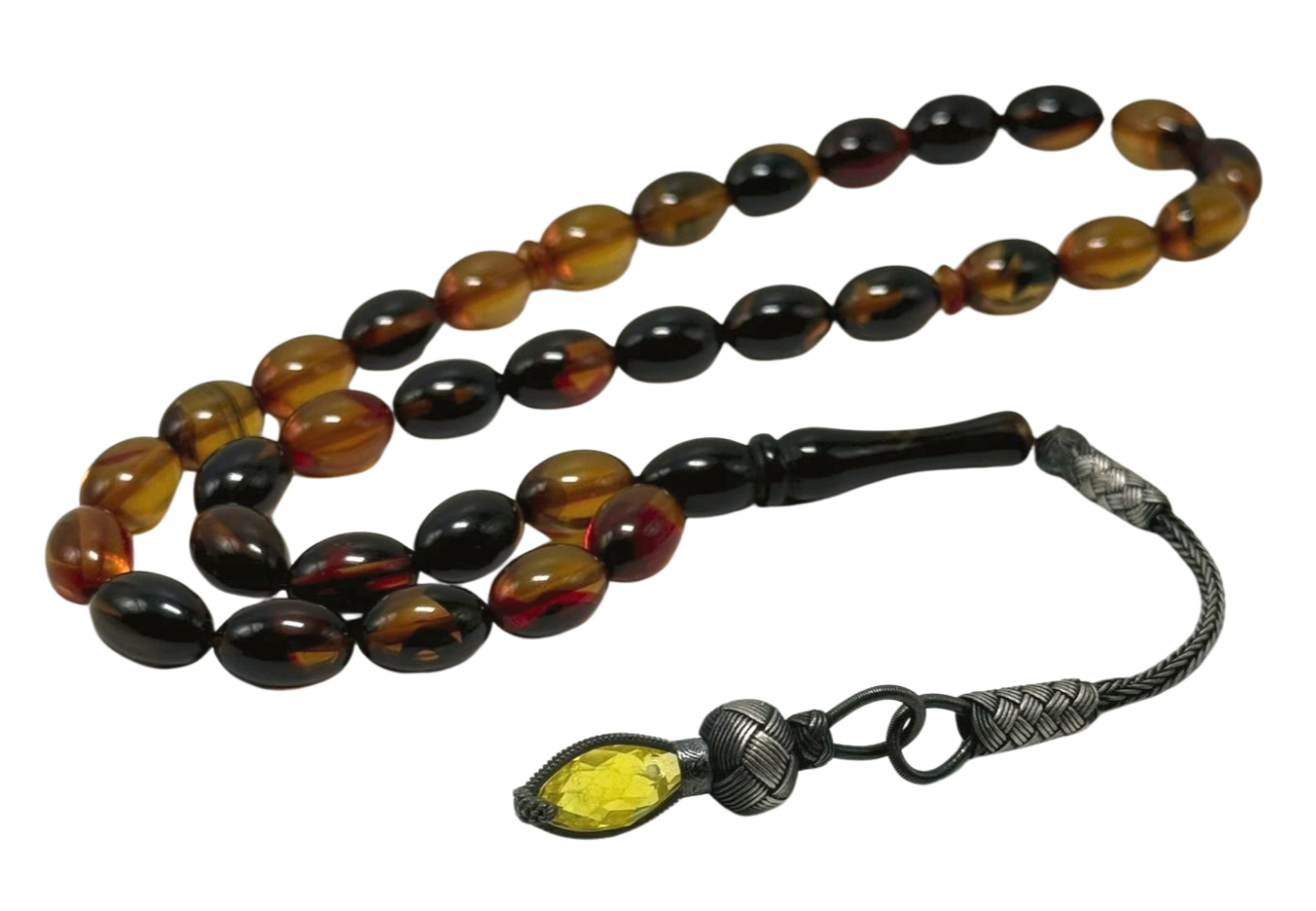 Bernstein gepresst Gebetskette - 1000er Silber Kazaz Quaste