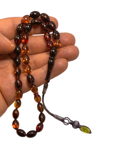 Bernstein gepresst Gebetskette - 1000er Silber Kazaz Quaste