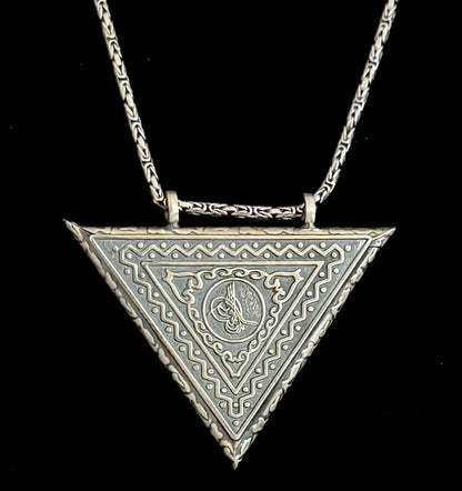 Muska Cevsen 6 cm mit Königskette 925 Sterling Silber & Ayetel Kürsi Tugra