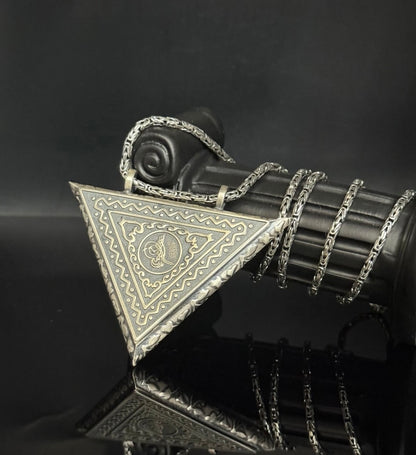 Muska Cevsen 6 cm mit Königskette 925 Sterling Silber & Ayetel Kürsi Tugra