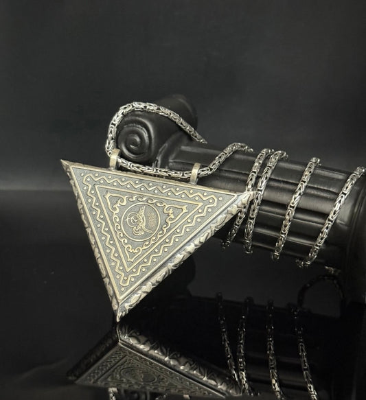 Muska Cevsen 6 cm mit Königskette 925 Sterling Silber & Ayetel Kürsi Tugra