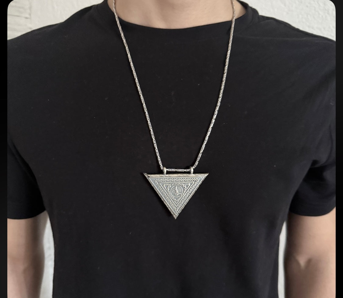 Muska Cevsen 6 cm mit Königskette 925 Sterling Silber & Ayetel Kürsi Tugra