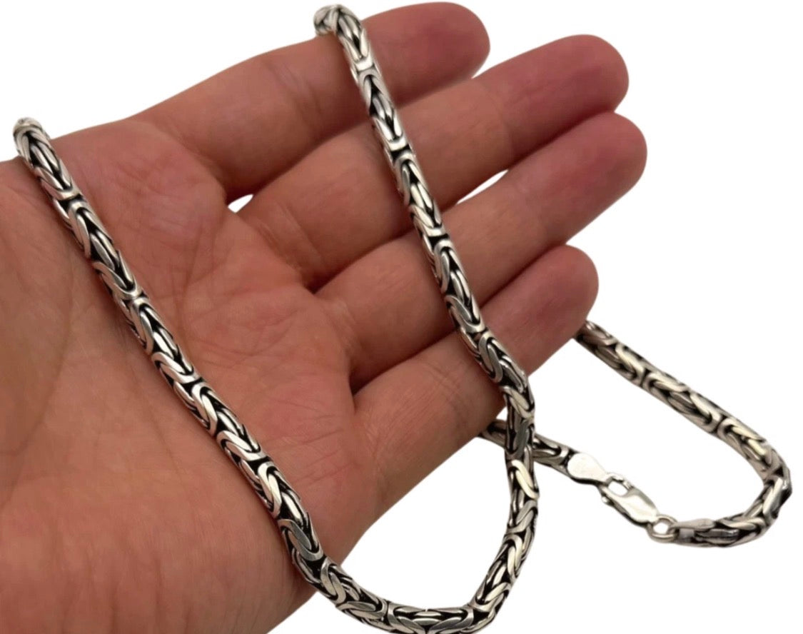 Runde Königskette aus 925 Sterling Silber, 5 mm dick und 55 cm lang
