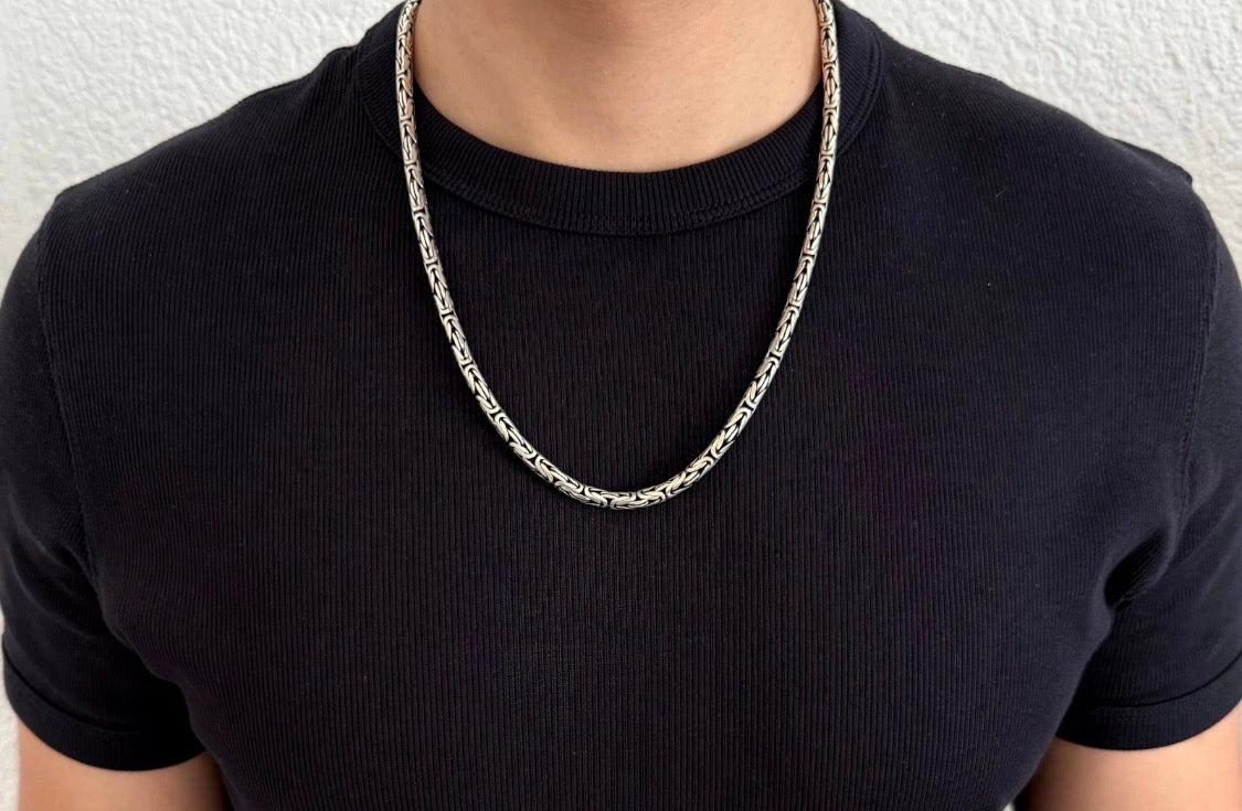 Runde Königskette aus 925 Sterling Silber, 5 mm dick und 55 cm lang