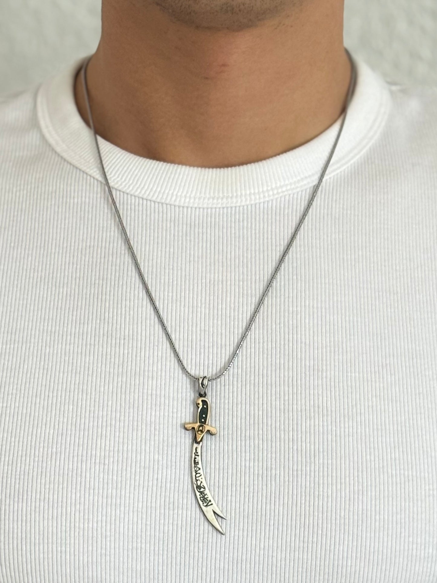 Zülfikar Anhänger mit Halskette – Hz. Ali Schwert aus 925 Sterling Silber