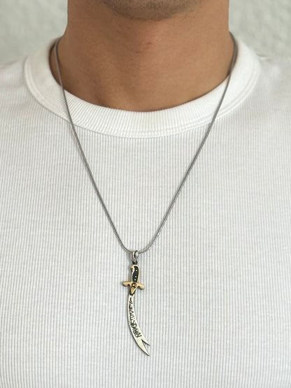 Zülfikar Anhänger mit Halskette – Hz. Ali Schwert aus 925 Sterling Silber