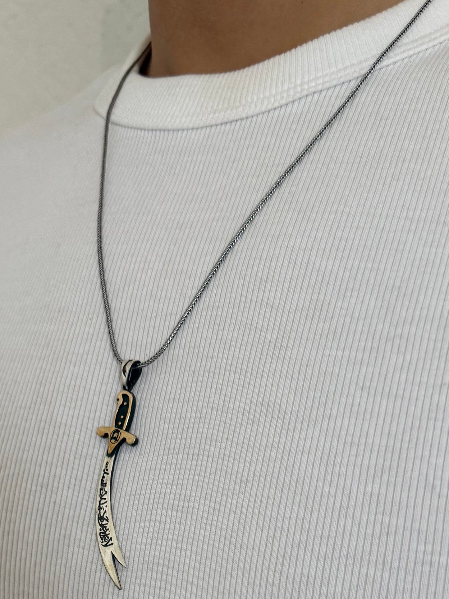 Zülfikar Anhänger mit Halskette – Hz. Ali Schwert aus 925 Sterling Silber