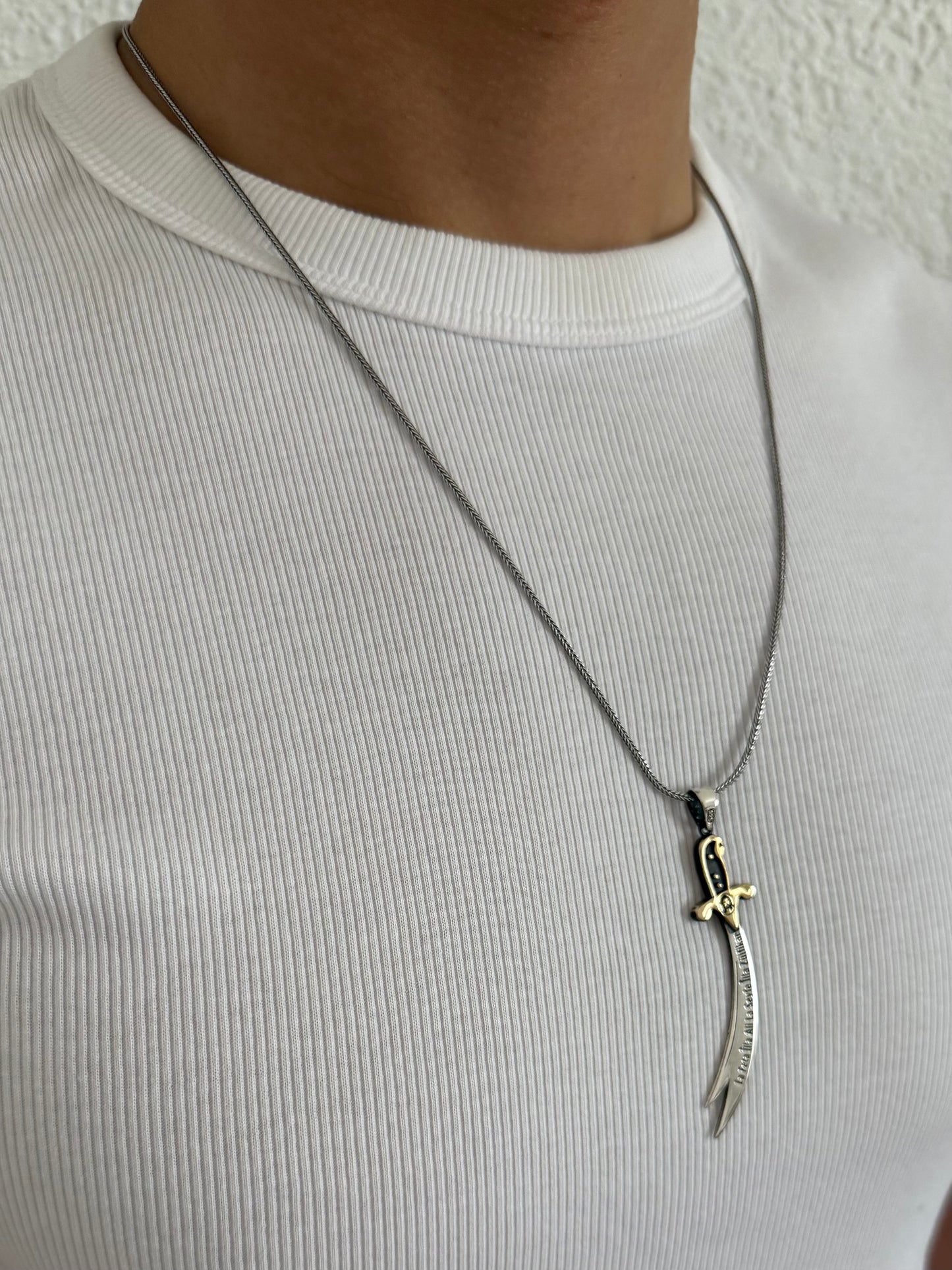 Zülfikar Anhänger mit Halskette – Hz. Ali Schwert aus 925 Sterling Silber