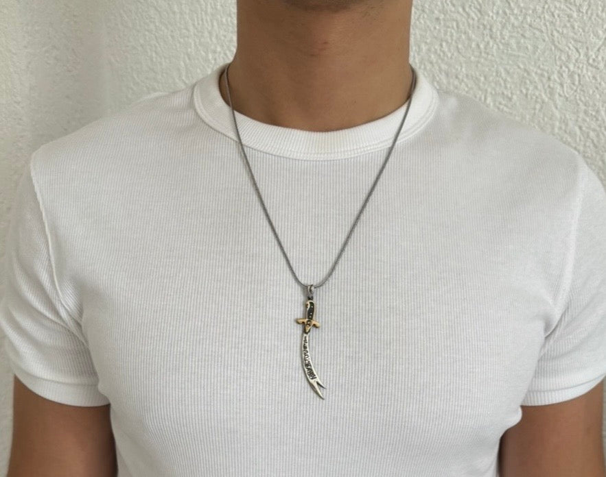 Zülfikar Anhänger mit Halskette – Hz. Ali Schwert aus 925 Sterling Silber