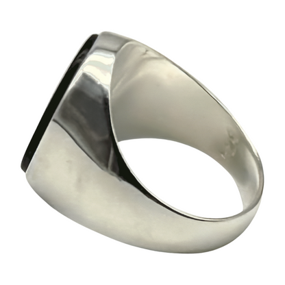 Sterling Silber 925 Siegelring eleganter Herrenring mit Onyx, Männer Ring