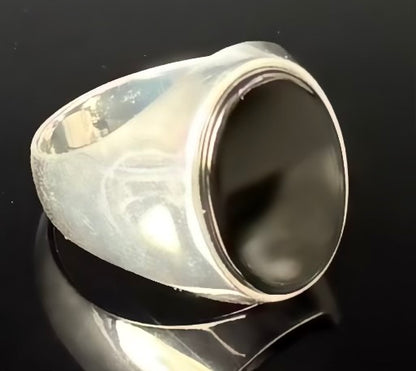 Sterling Silber 925 Siegelring eleganter Herrenring mit Onyx, Männer Ring