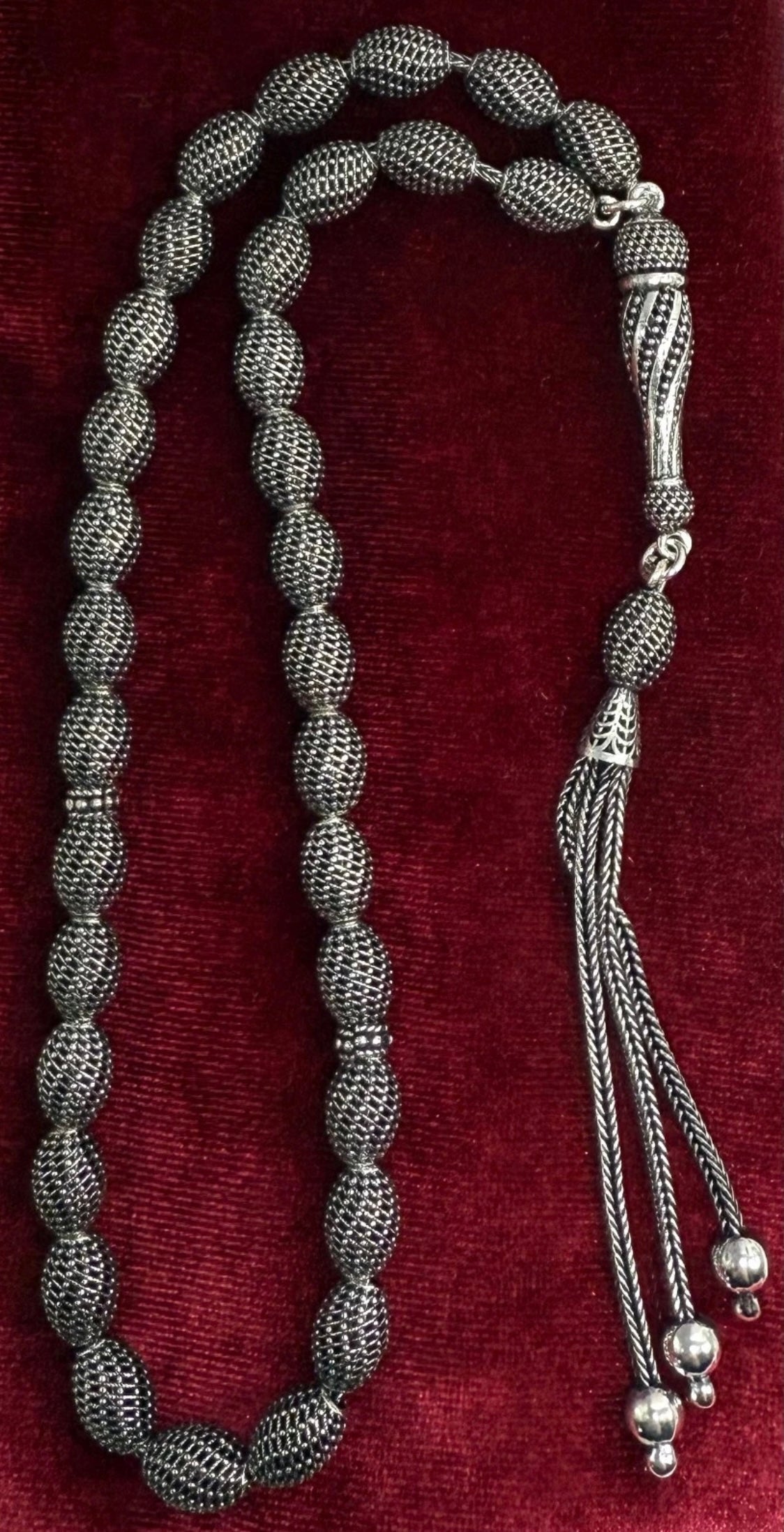 Tesbih aus 925er Silber - Gebetskette Kapselform Fizyon Sterlingsilber