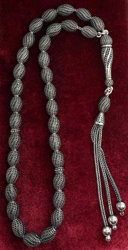 Tesbih aus 925er Silber - Gebetskette Kapselform Fizyon Sterlingsilber
