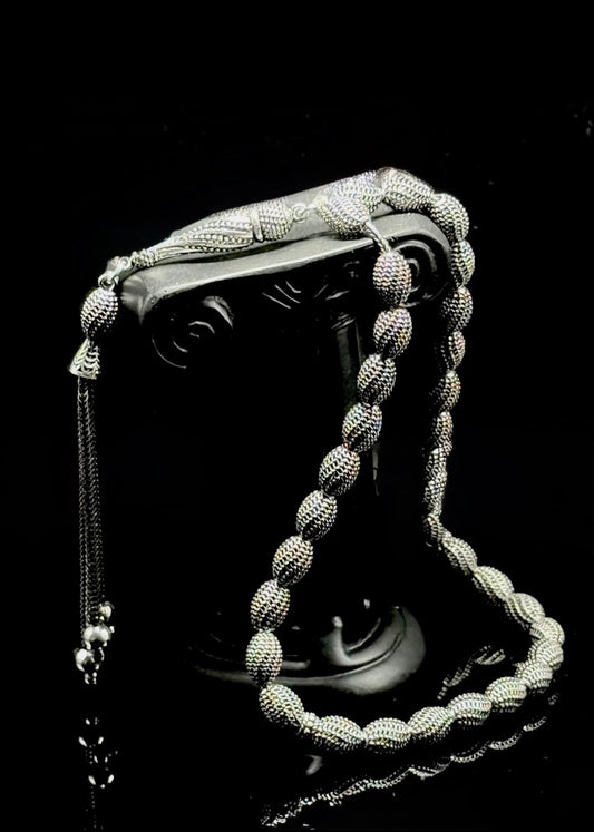 Tesbih aus 925er Silber - Gebetskette Kapselform Fizyon Sterlingsilber