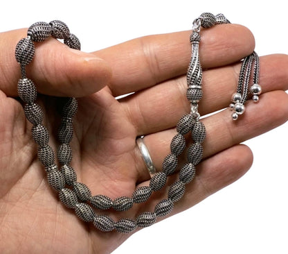 Tesbih aus 925er Silber - Gebetskette Kapselform Fizyon Sterlingsilber