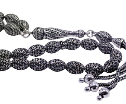 Tesbih aus 925er Silber - Gebetskette Kapselform Fizyon Sterlingsilber