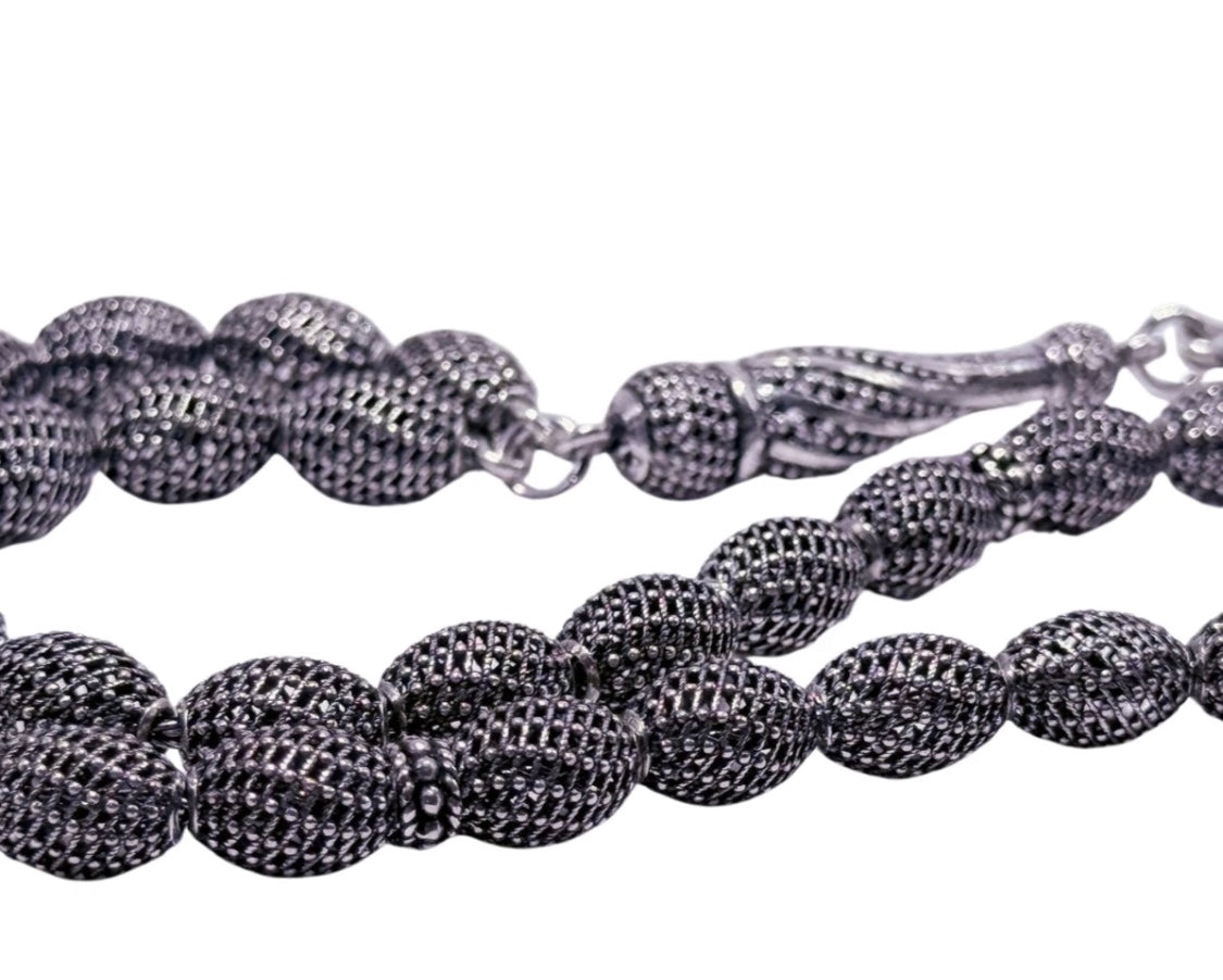 Tesbih aus 925er Silber - Gebetskette Kapselform Fizyon Sterlingsilber