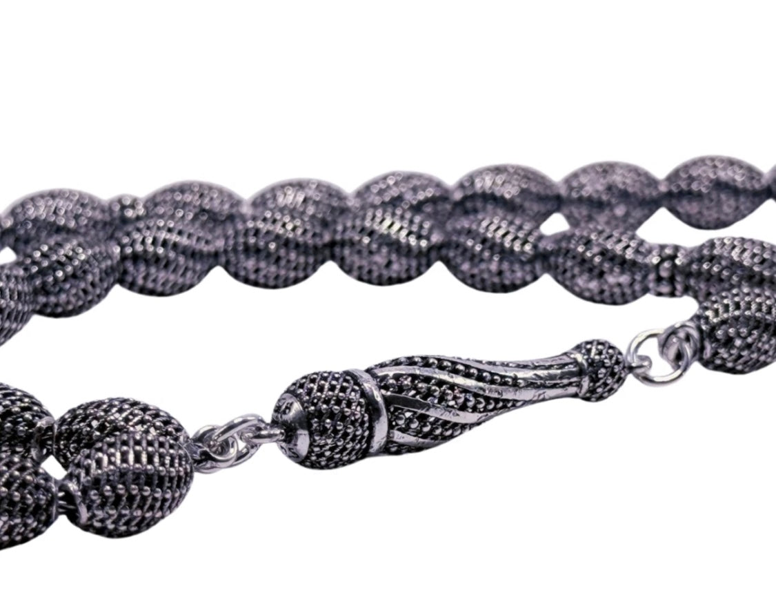 Tesbih aus 925er Silber - Gebetskette Kapselform Fizyon Sterlingsilber