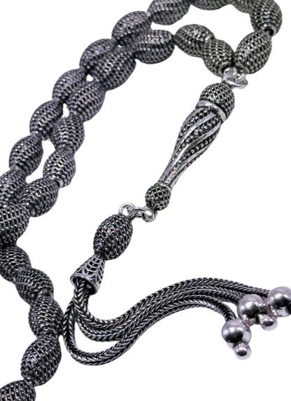 Tesbih aus 925er Silber - Gebetskette Kapselform Fizyon Sterlingsilber