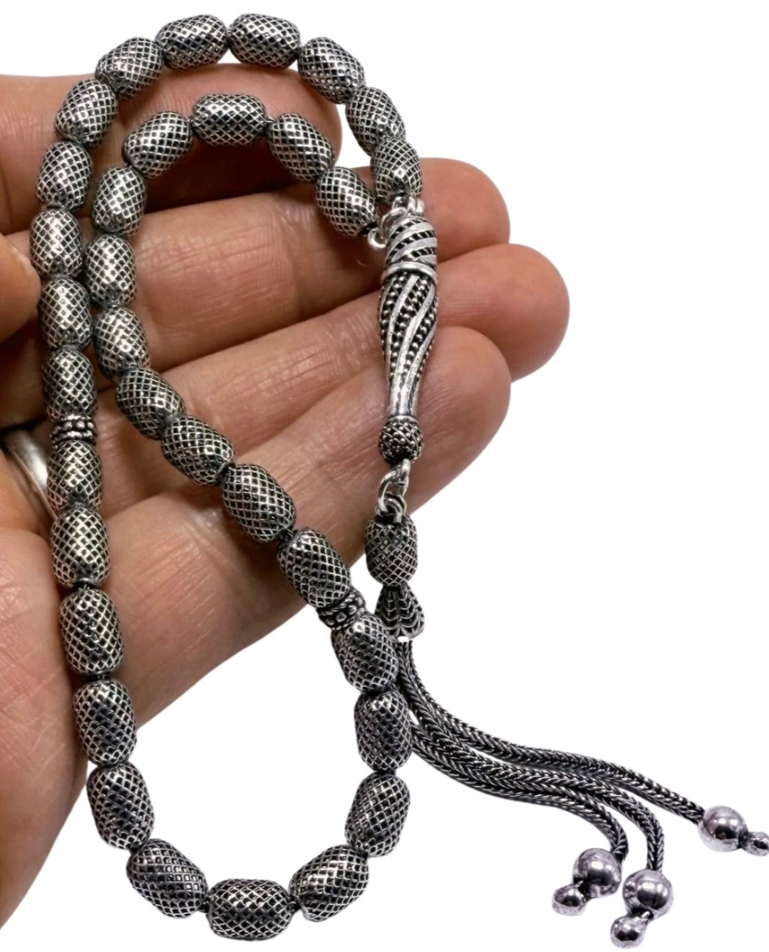 Tesbih aus 925er Silber - Gebetskette Kapselform Fizyon Sterlingsilber (Kopie)