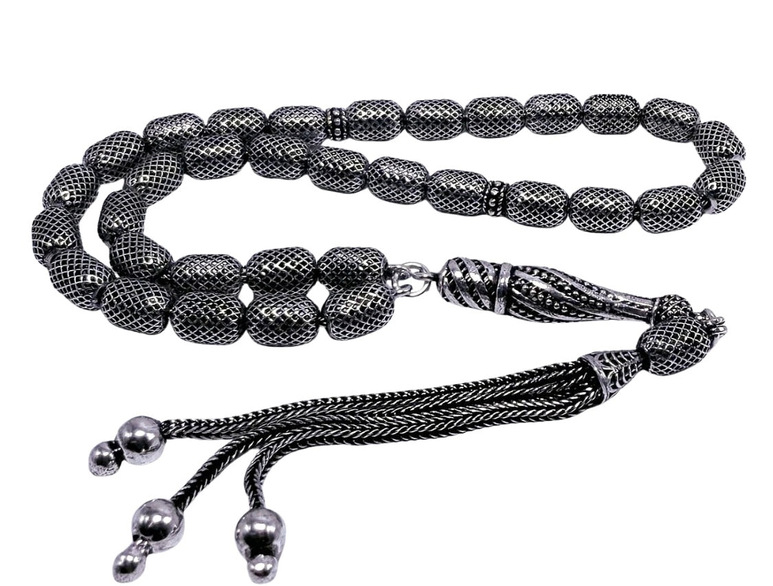 Tesbih aus 925er Silber - Gebetskette Kapselform Fizyon Sterlingsilber (Kopie)