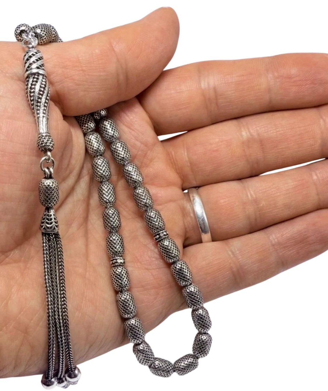 Tesbih aus 925er Silber - Gebetskette Kapselform Fizyon Sterlingsilber (Kopie)