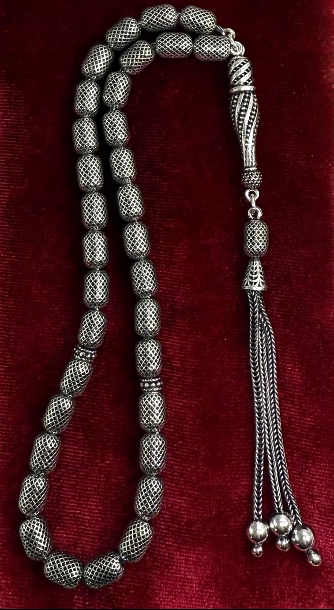 Tesbih aus 925er Silber - Gebetskette Kapselform Fizyon Sterlingsilber (Kopie)