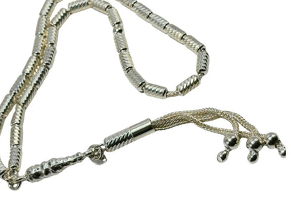 Tesbih aus 925er Silber - Gebetskette Kapselform Facettierter Diamantschliff Sterlingsilber