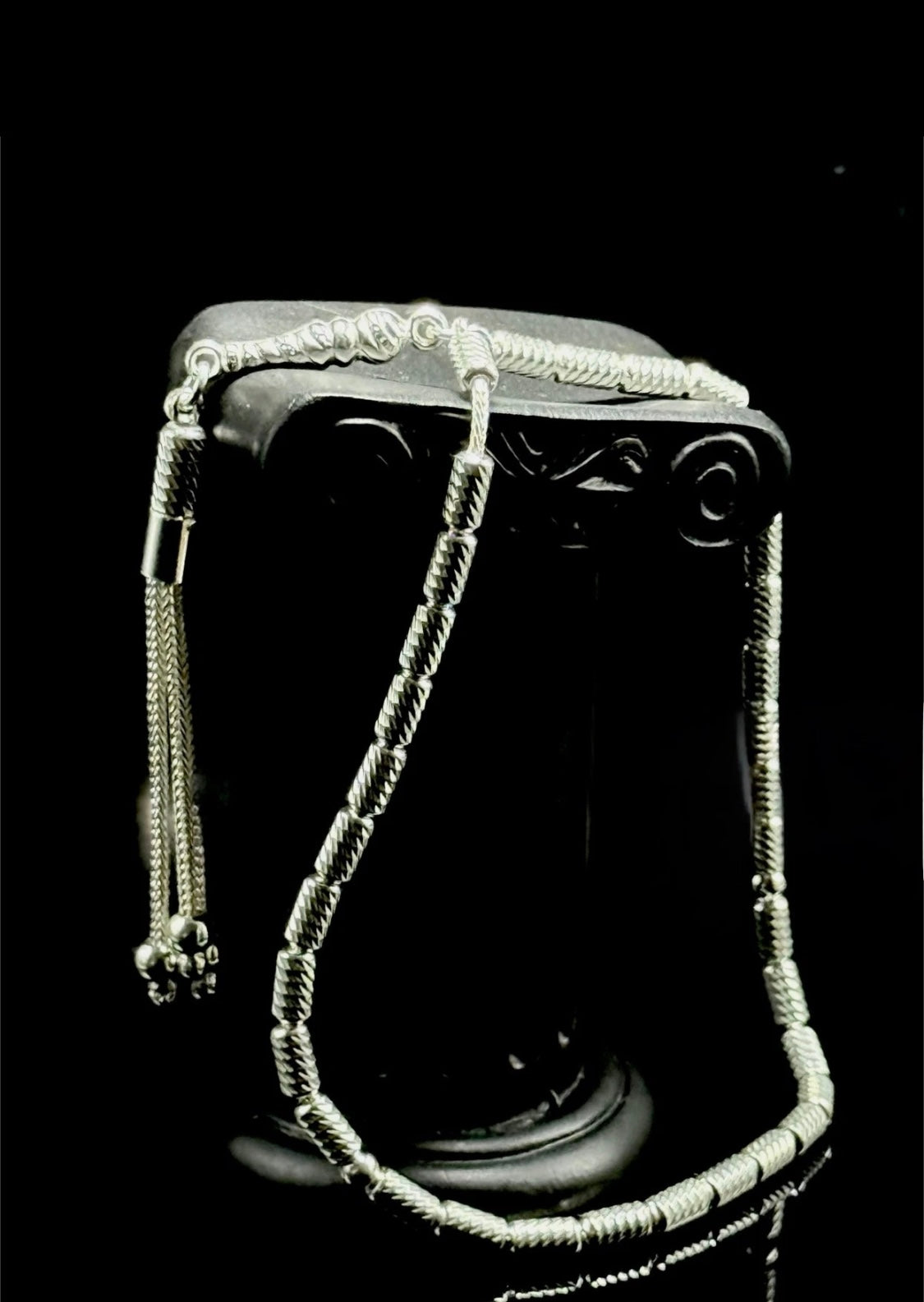 Tesbih aus 925er Silber - Gebetskette Kapselform Facettierter Diamantschliff Sterlingsilber