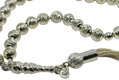Tesbih aus 925er Silber - Gebetskette Rund Facettierter Diamantschliff Sterlingsilber