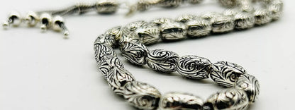 Tesbih aus 925er Silber - Stift Gravur handgefertigter spezielverarbeitet Sterlingsilber Gebetskette