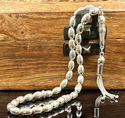 Tesbih aus 925 Sterling Silber in Gersteform Gebetskette