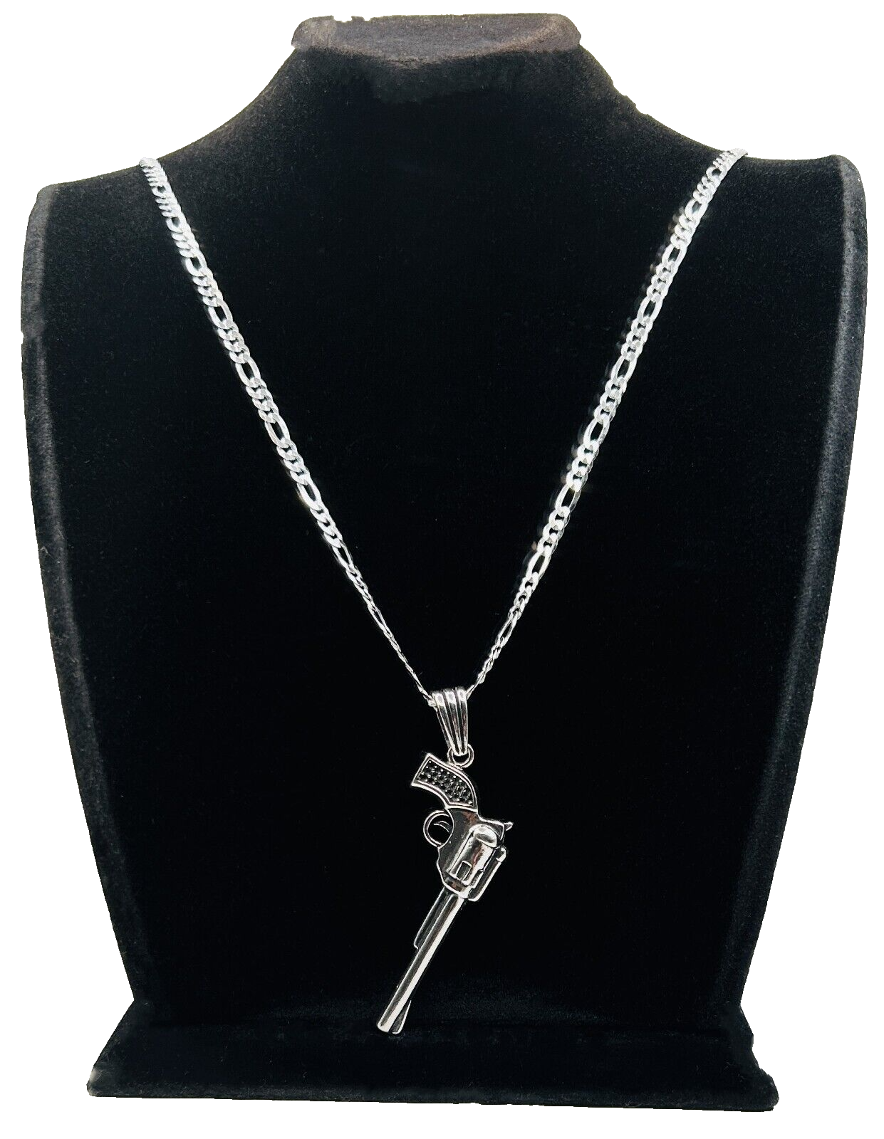925 Sterling Silber "Revolver" mit einer Figarokette