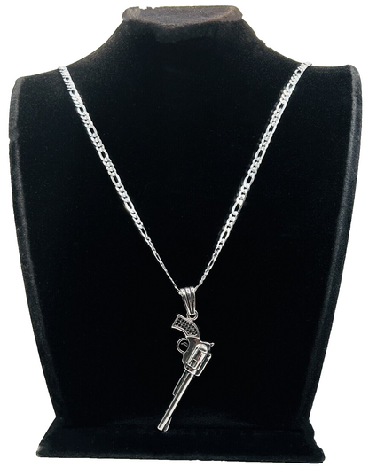 925 Sterling Silber "Revolver" mit einer Figarokette