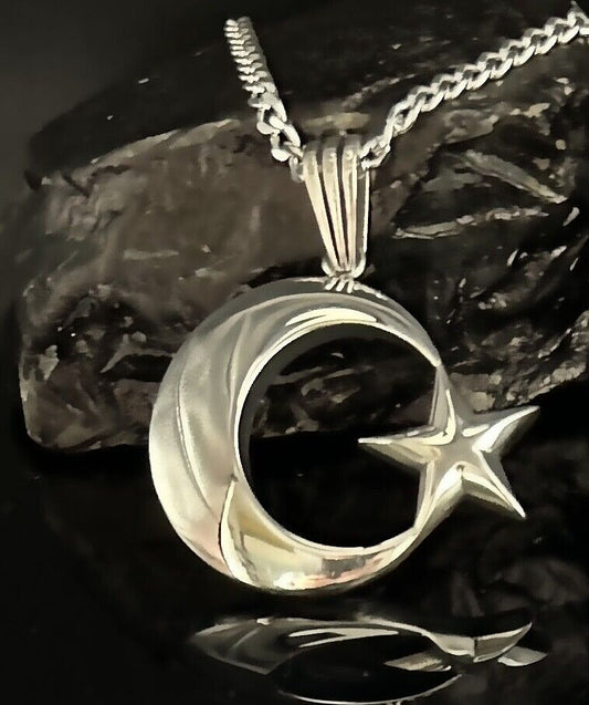 Ay Yildiz Anhänger mit einer 925 Sterling Silber Panzerkette