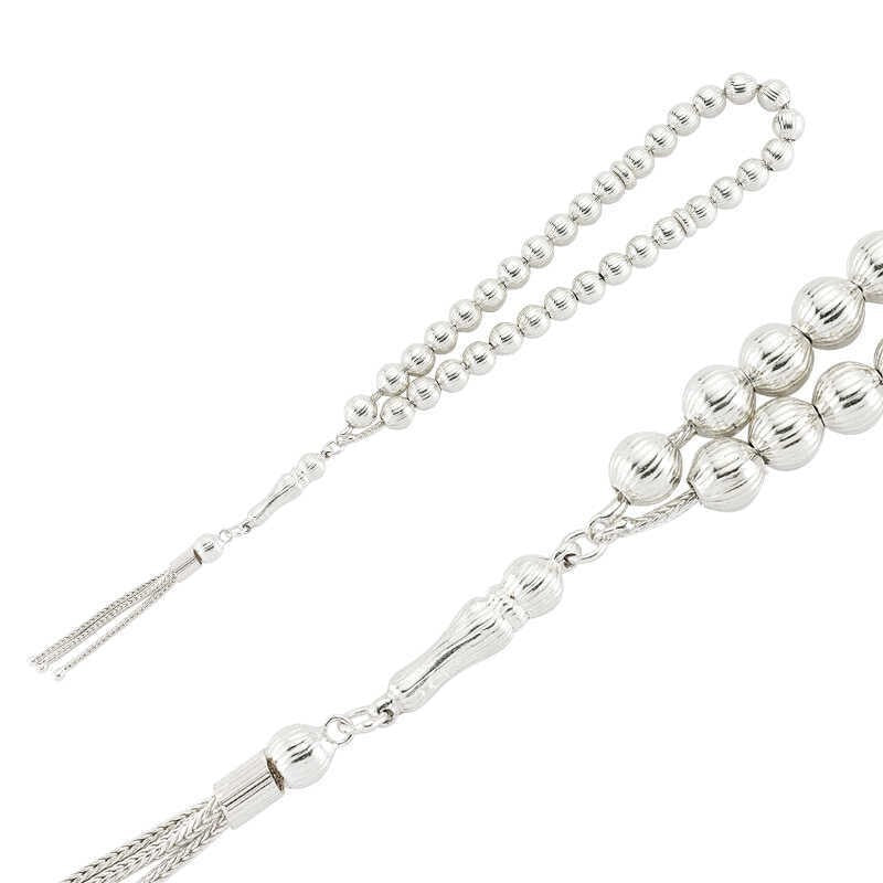 Tesbih aus 925 Sterling Silber gestreift geschliffen Gebetskette